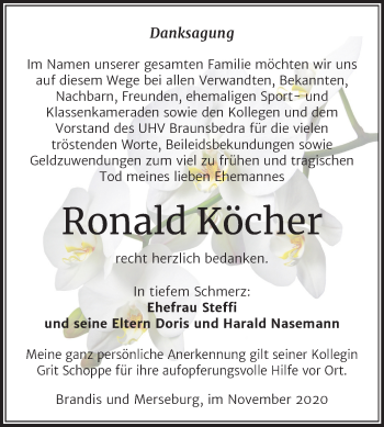 Traueranzeige von Ronald Köcher von Super Sonntag Merseburg/Querfurt