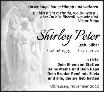 Traueranzeige von Shirley Peter von Super Sonntag Merseburg/Querfurt