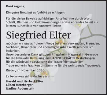 Traueranzeige von Siegfried Elter von Mitteldeutsche Zeitung Quedlinburg