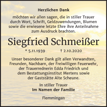 Traueranzeige von Siegfried Schmeißer von Wochenspiegel Naumburg/Nebra