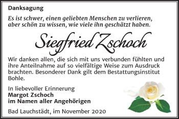 Traueranzeige von Siegfried Zschoch von Mitteldeutsche Zeitung Merseburg/Querfurt