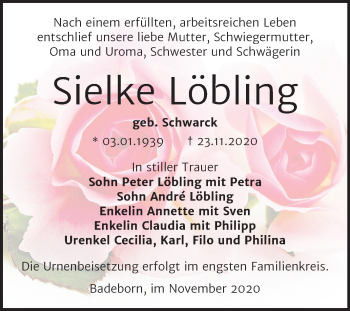 Traueranzeige von Sielke Löbling von Super Sonntag Quedlinburg