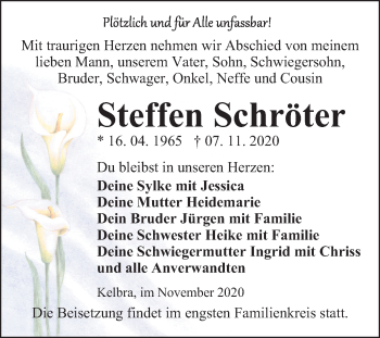 Traueranzeige von Steffen Schröter von Mitteldeutsche Zeitung Sangerhausen