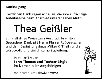 Traueranzeige von Thea Geißler von Super Sonntag Zeitz