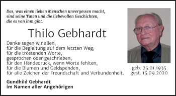 Traueranzeige von Thilo Gebhardt von Mitteldeutsche Zeitung Weißenfels