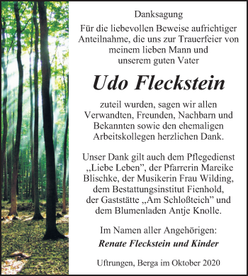 Traueranzeige von Udo Fleckstein von Mitteldeutsche Zeitung Sangerhausen