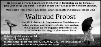 Traueranzeige von Waltraud Probst von Mitteldeutsche Zeitung Bernburg