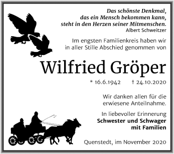 Traueranzeige von Wilfried Gröper von Mitteldeutsche Zeitung Mansfelder Land
