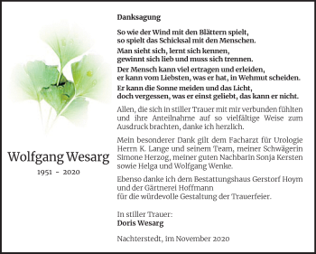 Traueranzeige von Wolfgang Wesarg von Super Sonntag Aschersleben