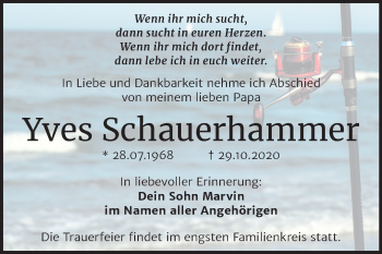 Traueranzeige von Yves Schauerhammer von Super Sonntag Merseburg/Querfurt
