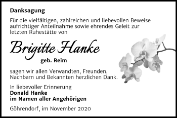 Traueranzeige von Brigitte Hanke von Super Sonntag Merseburg/Querfurt