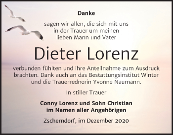 Traueranzeige von Dieter Lorenz von Mitteldeutsche Zeitung Bitterfeld