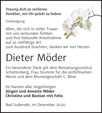 Traueranzeige von Dieter Möder von Mitteldeutsche Zeitung Quedlinburg
