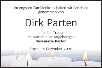 Traueranzeige von Dirk Parten von Mitteldeutsche Zeitung Aschersleben