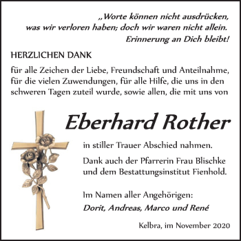 Traueranzeige von Eberhard Rother von Super Sonntag Sangerhausen