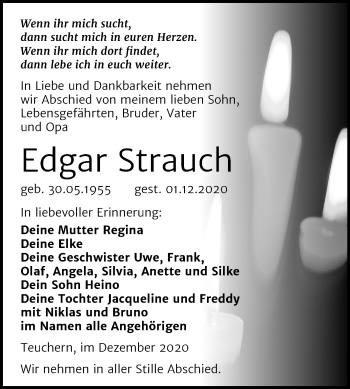 Traueranzeige von Edgar Strauch von Wochenspiegel Weißenfels