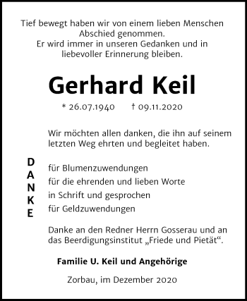 Traueranzeige von Gerhard Keil von Mitteldeutsche Zeitung Weißenfels