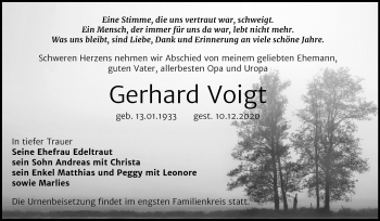 Traueranzeige von Gerhard Voigt von Super Sonntag Zeitz
