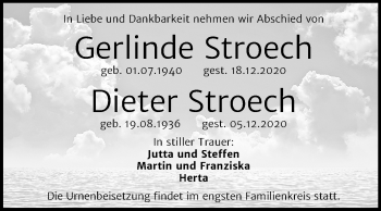 Traueranzeige von Gerlinde und Dieter Stroech von Mitteldeutsche Zeitung Wittenberg