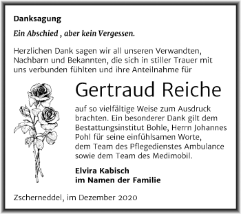 Traueranzeige von Gertraud Reiche von Super Sonntag Merseburg/Querfurt