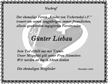 Traueranzeige von Günter Liebau von Super Sonntag Quedlinburg
