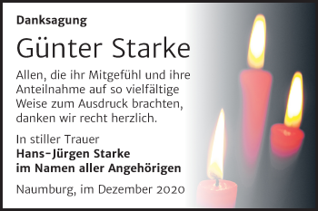 Traueranzeige von Günter Starke von Wochenspiegel Naumburg/Nebra