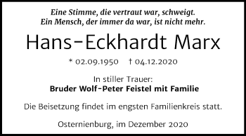 Traueranzeige von Hans-Eckhardt Marx von Mitteldeutsche Zeitung Köthen