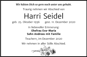 Traueranzeige von Harri Seidel von Mitteldeutsche Zeitung Weißenfels