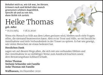 Traueranzeige von Heike Thomas von Mitteldeutsche Zeitung Sangerhausen