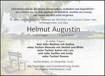 Traueranzeige von Helmut Augustin von Mitteldeutsche Zeitung Aschersleben