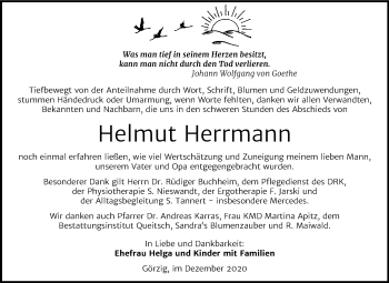 Traueranzeige von Helmut Herrmann von Super Sonntag Köthen