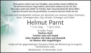 Traueranzeige von Helmut Parnt von Mitteldeutsche Zeitung Bitterfeld