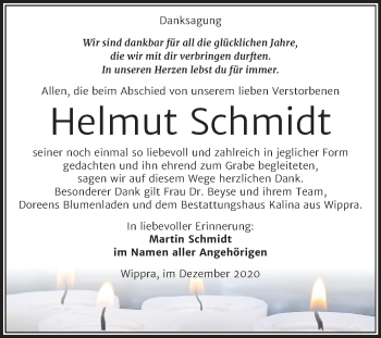 Traueranzeige von Helmut Schmidt von Super Sonntag Mansfelder Land / Sangerhausen