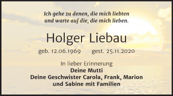 Traueranzeige von Holger Liebau von Super Sonntag Wittenberg
