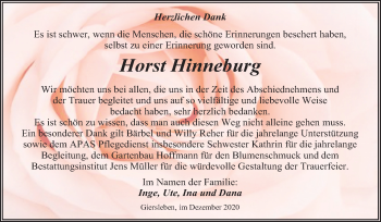 Traueranzeige von Horst Hinneburg von Super Sonntag Aschersleben