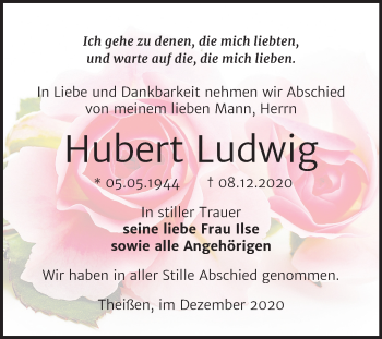 Traueranzeige von Hubert Ludwig von Super Sonntag Zeitz