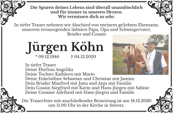 Traueranzeige von Jürgen Köhn von Mitteldeutsche Zeitung Dessau-Roßlau