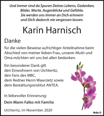 Traueranzeige von Karin Harnisch von Wochenspiegel Weißenfels