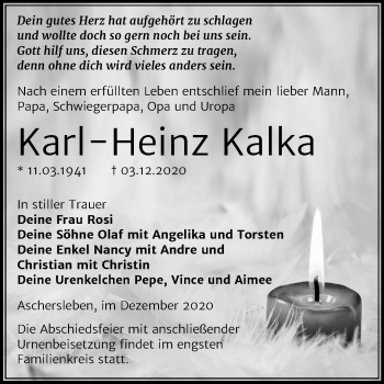 Traueranzeige von Karl-Heinz Kalka von Mitteldeutsche Zeitung Aschersleben
