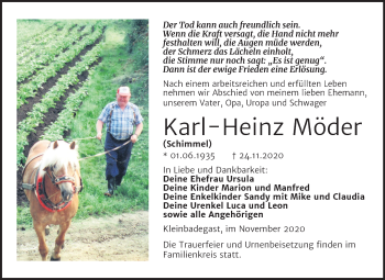 Traueranzeige von Karl-Heinz Möder von Super Sonntag Köthen