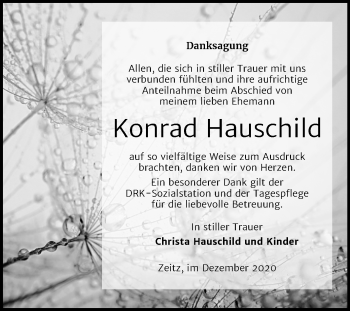 Traueranzeige von Konrad Hauschild von Super Sonntag Zeitz