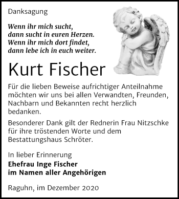 Traueranzeige von Kurt Fischer von Mitteldeutsche Zeitung Bitterfeld