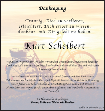 Traueranzeige von Kurt Scheibert von Super Sonntag Sangerhausen