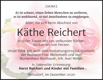 Traueranzeige von Käthe Reichert von Mitteldeutsche Zeitung Köthen