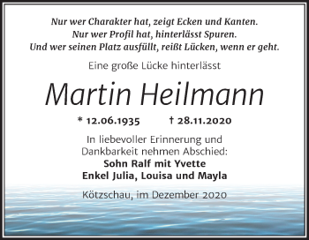 Traueranzeige von Martin Heilmann von Super Sonntag Merseburg/Querfurt