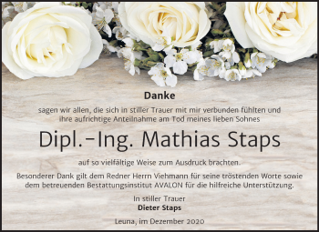 Traueranzeige von Mathias Staps von Mitteldeutsche Zeitung Merseburg/Querfurt