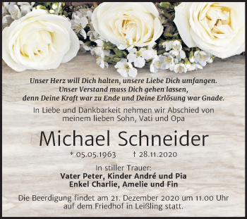Traueranzeige von Michael Schneider von Mitteldeutsche Zeitung Weißenfels