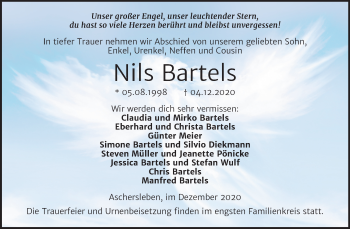 Traueranzeige von Nils Bartels von Mitteldeutsche Zeitung Aschersleben
