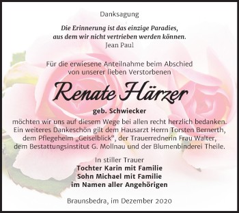 Traueranzeige von Paul Renate Härzer von Super Sonntag Merseburg/Querfurt