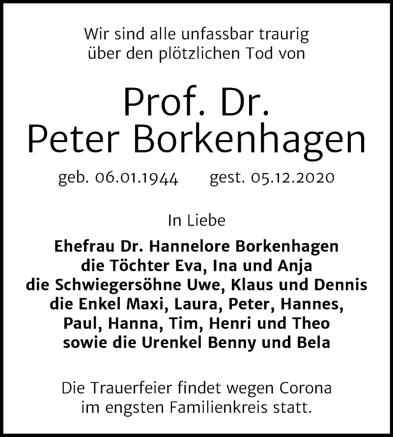 Traueranzeigen von Peter Borkenhagen www.abschiednehmen.de